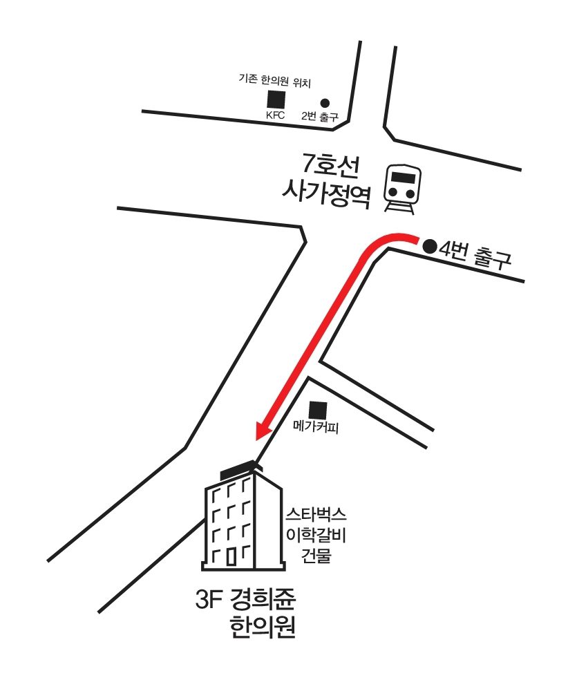 경희쥰한의원 오시는 길 약도 - 사가정역 4번출구 140m
